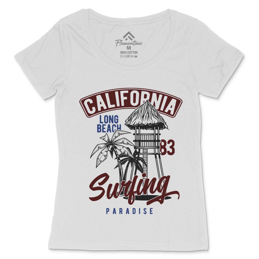 California Surfing Womens Scoop Neck T-Shirt Surf B882