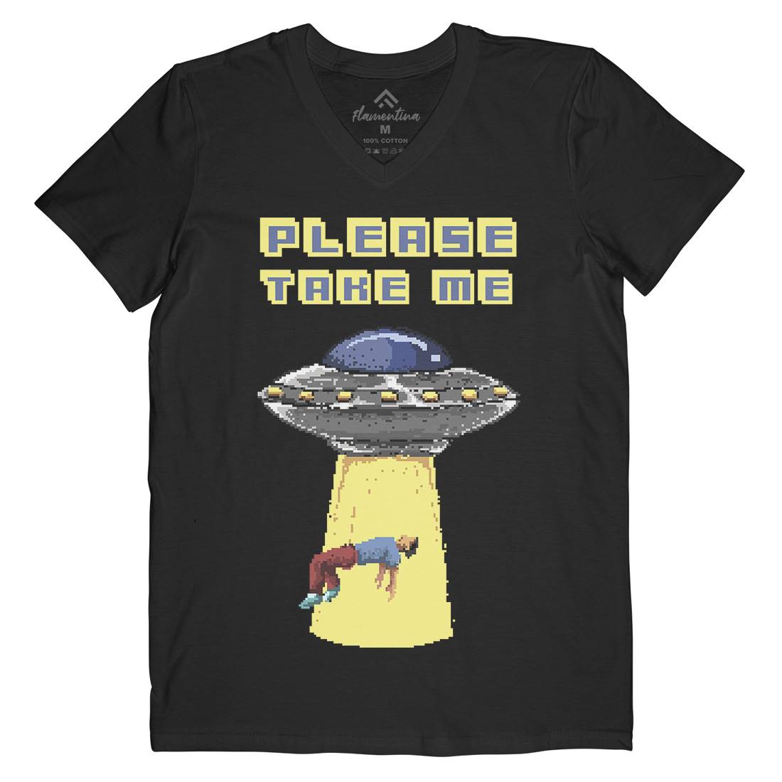 Alien Abduction Mens Organic V-Neck T-Shirt Space B883