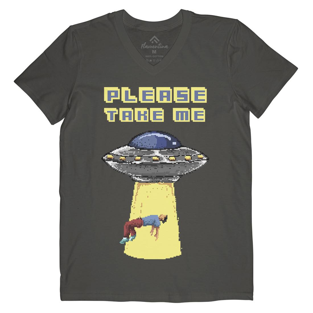 Alien Abduction Mens V-Neck T-Shirt Space B883