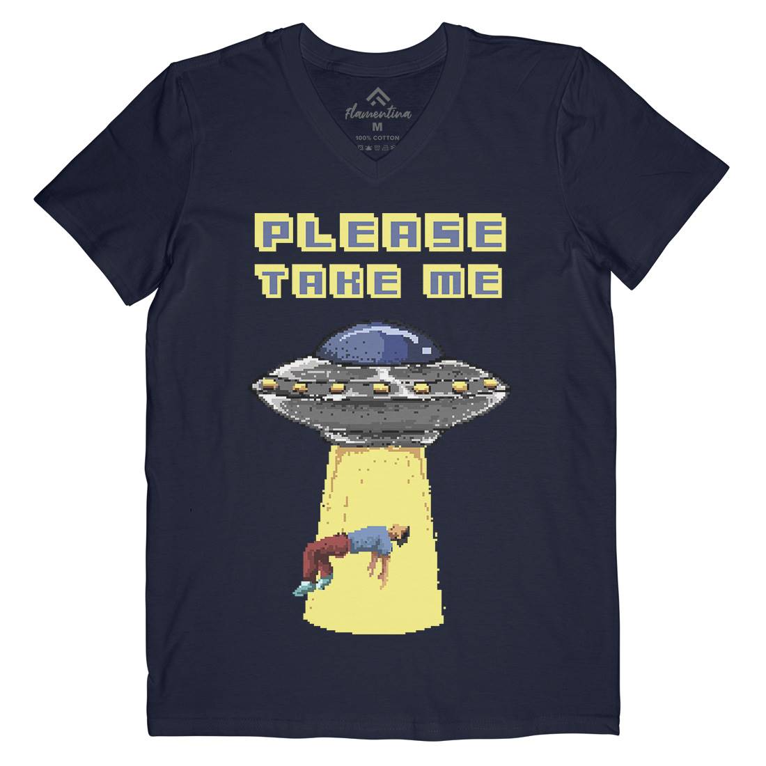Alien Abduction Mens Organic V-Neck T-Shirt Space B883