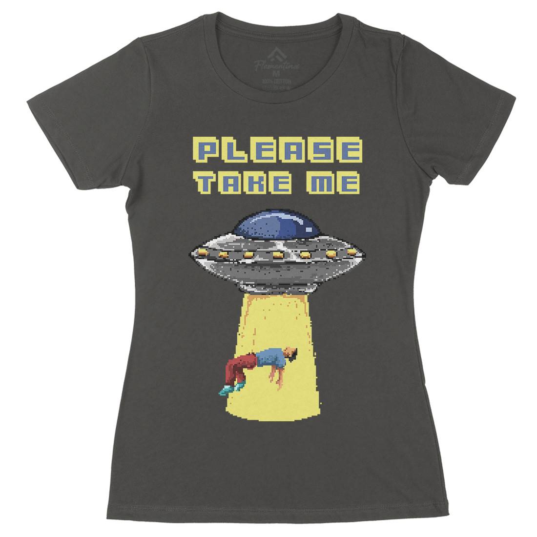 Alien Abduction Womens Organic Crew Neck T-Shirt Space B883