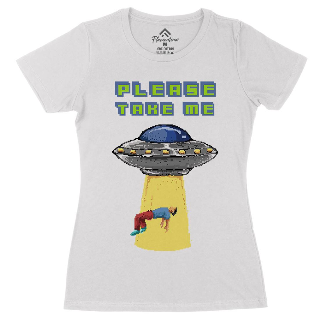 Alien Abduction Womens Organic Crew Neck T-Shirt Space B883