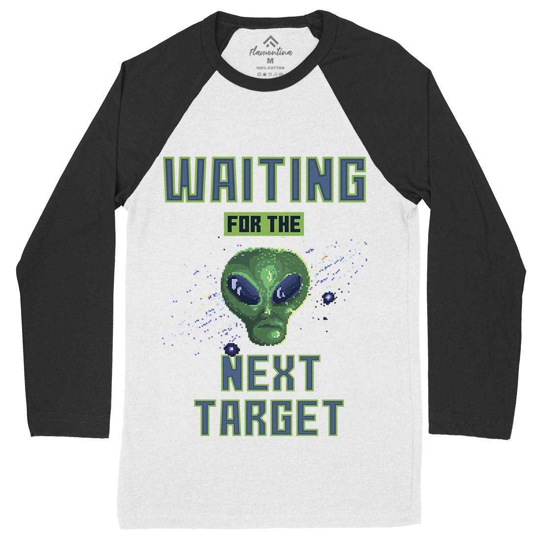 Alien Attack Mens Long Sleeve Baseball T-Shirt Space B884
