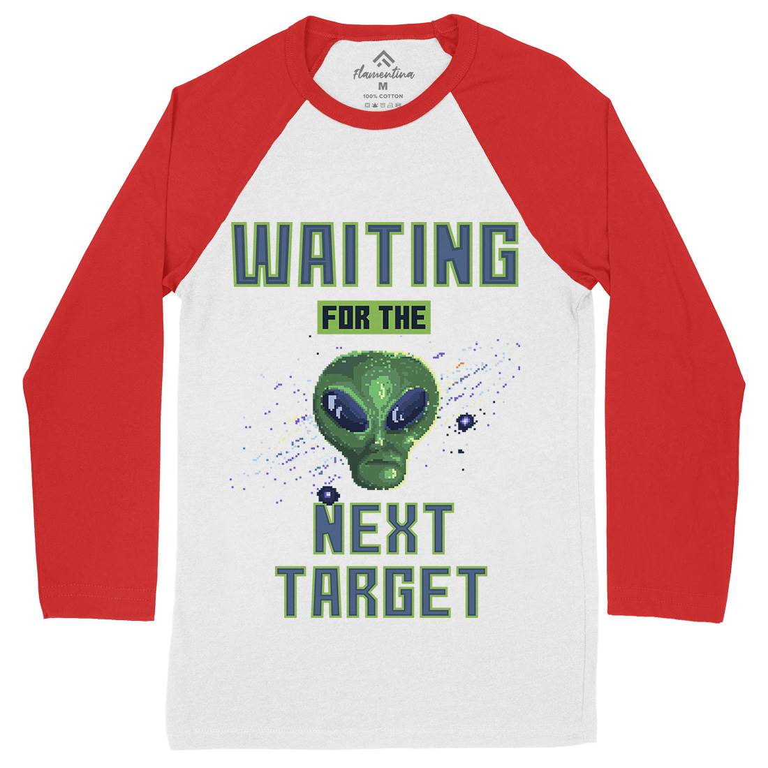 Alien Attack Mens Long Sleeve Baseball T-Shirt Space B884