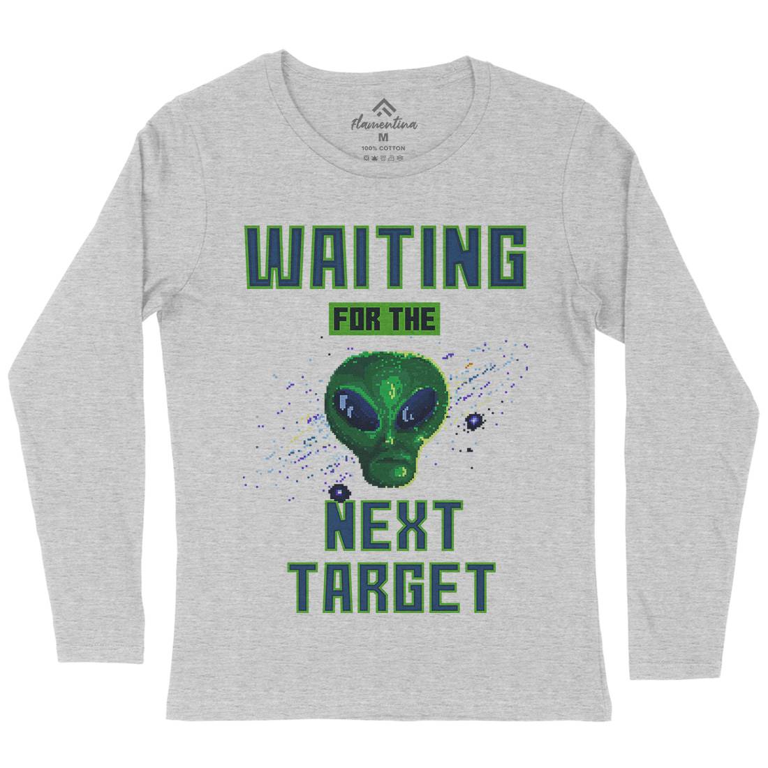 Alien Attack Womens Long Sleeve T-Shirt Space B884