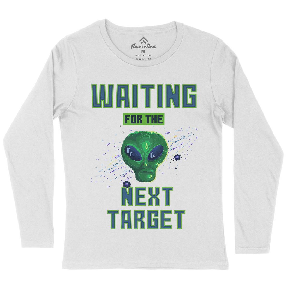 Alien Attack Womens Long Sleeve T-Shirt Space B884
