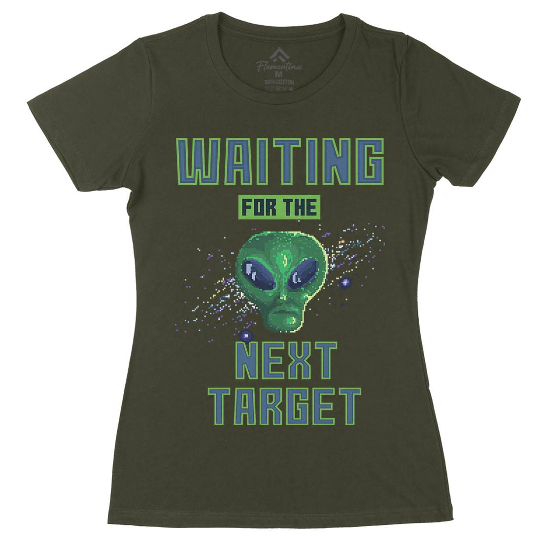 Alien Attack Womens Organic Crew Neck T-Shirt Space B884