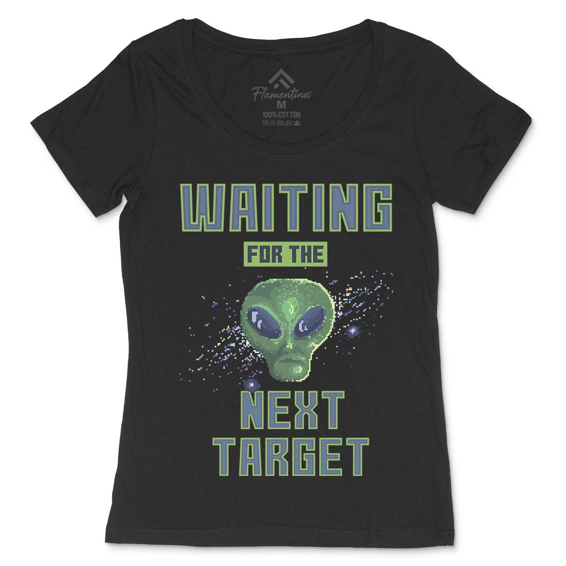 Alien Attack Womens Scoop Neck T-Shirt Space B884