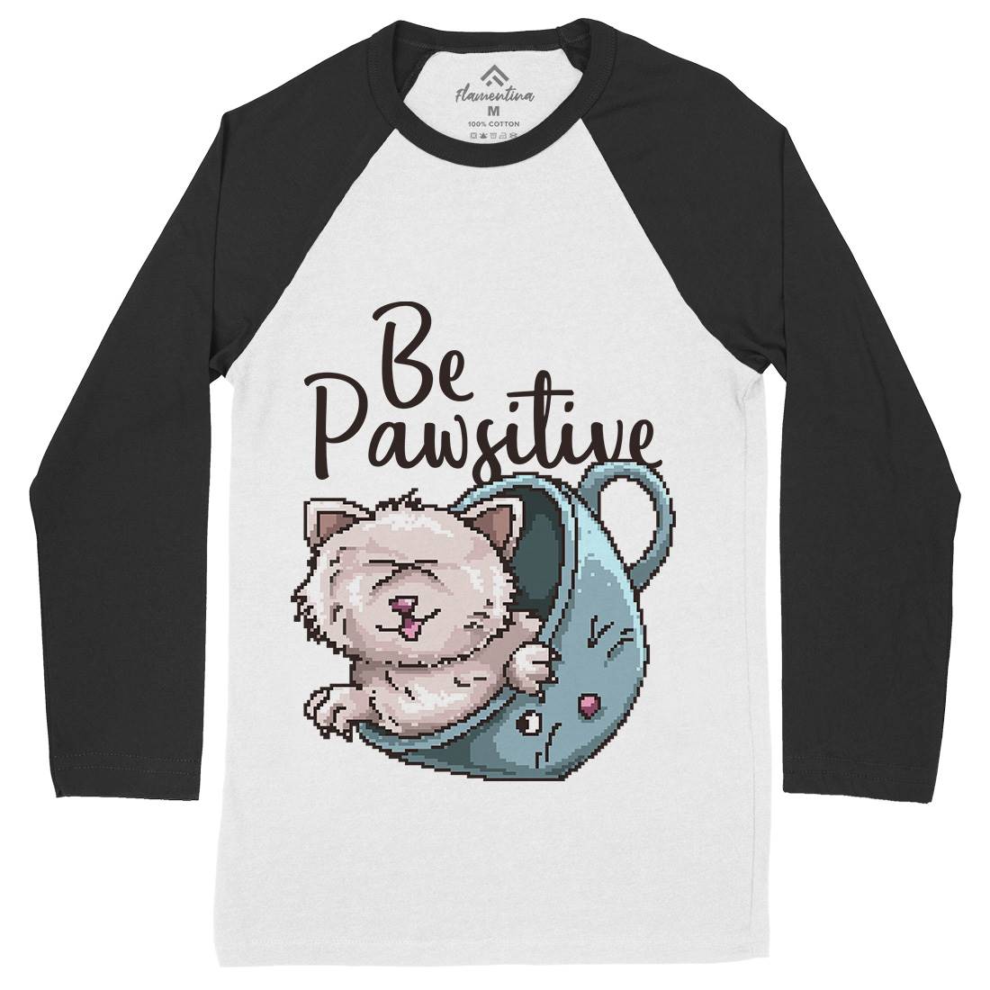 Be Pawsitive Mens Long Sleeve Baseball T-Shirt Animals B885