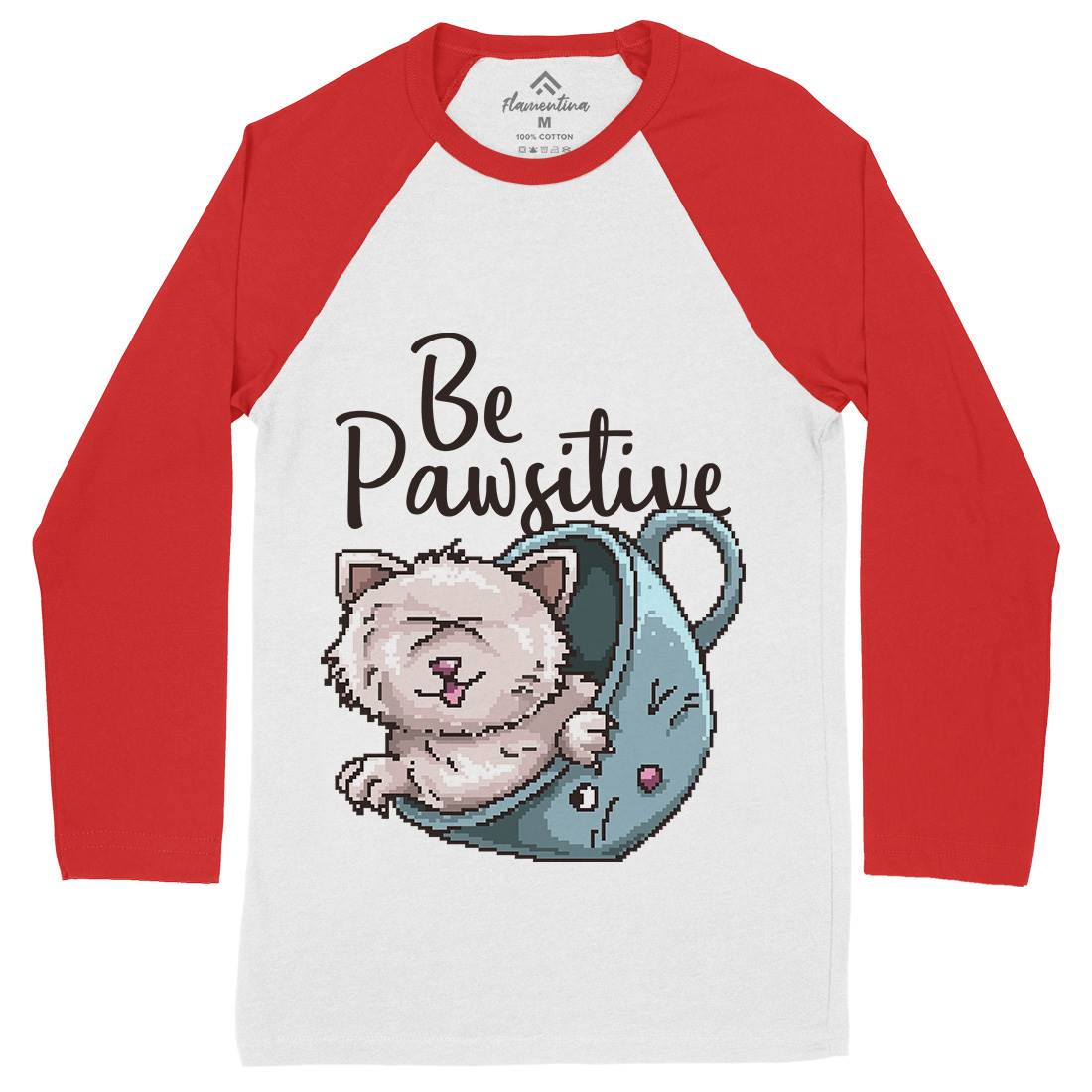 Be Pawsitive Mens Long Sleeve Baseball T-Shirt Animals B885