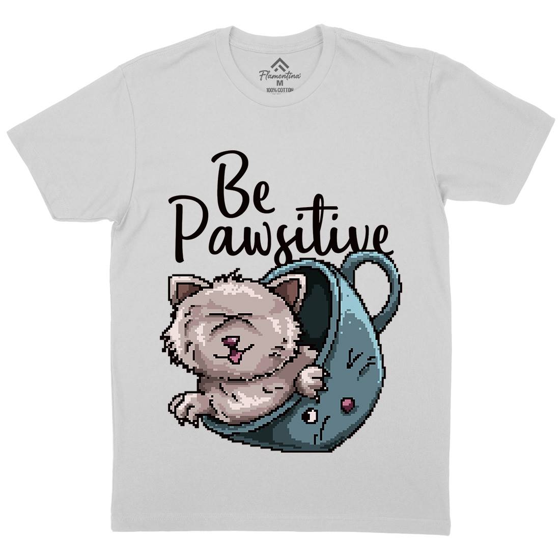 Be Pawsitive Mens Crew Neck T-Shirt Animals B885