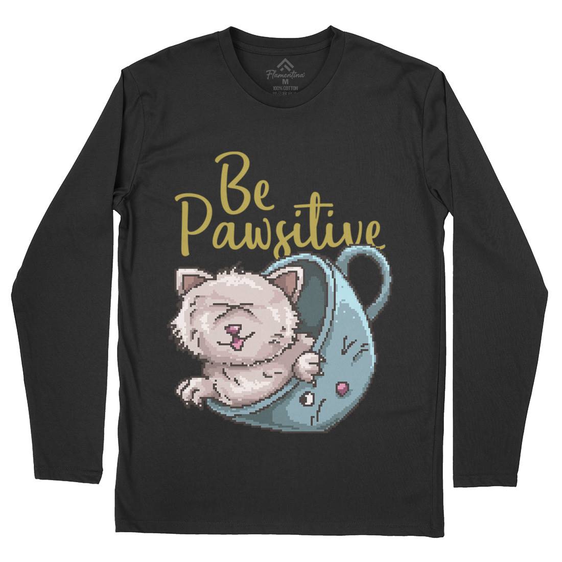 Be Pawsitive Mens Long Sleeve T-Shirt Animals B885