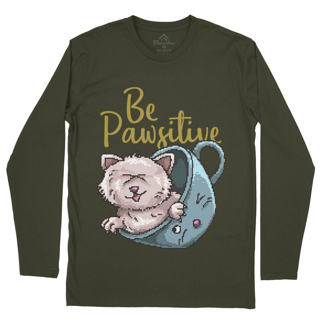 Be Pawsitive Mens Long Sleeve T-Shirt Animals B885