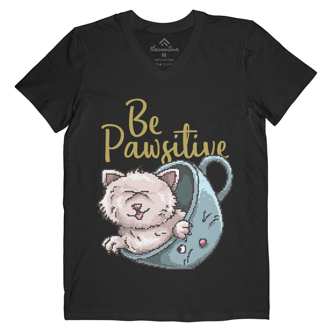 Be Pawsitive Mens V-Neck T-Shirt Animals B885