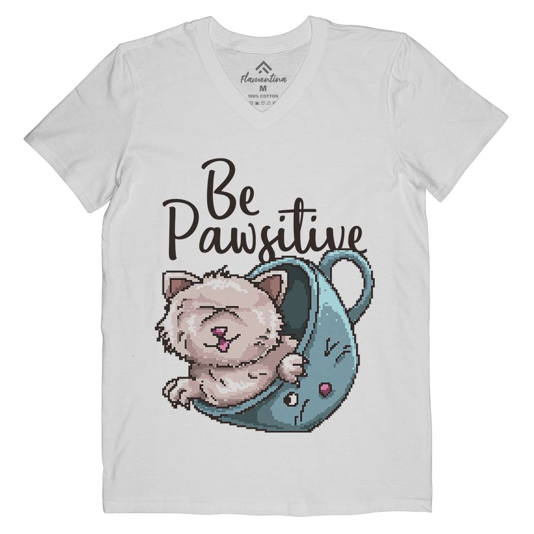 Be Pawsitive Mens V-Neck T-Shirt Animals B885