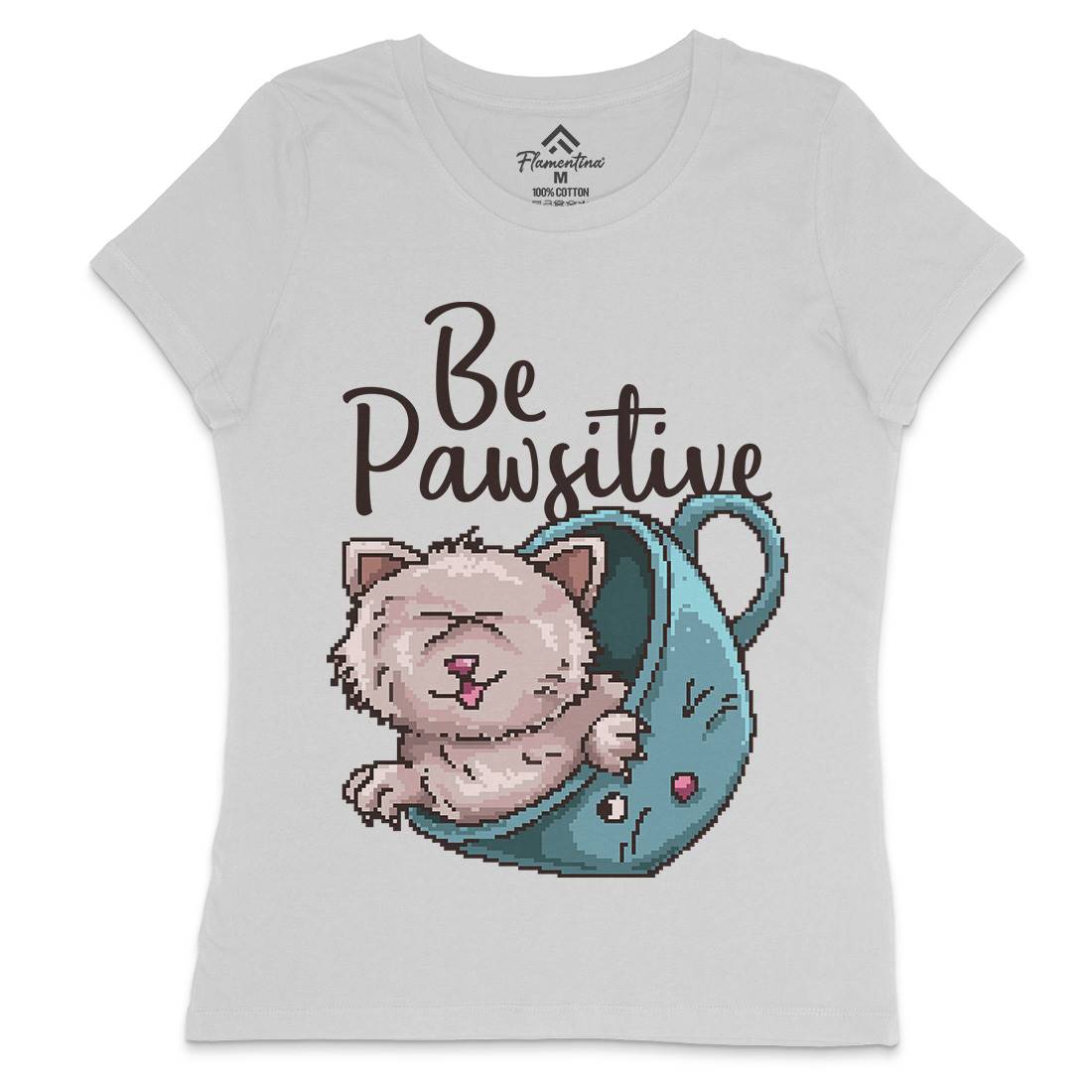 Be Pawsitive Womens Crew Neck T-Shirt Animals B885