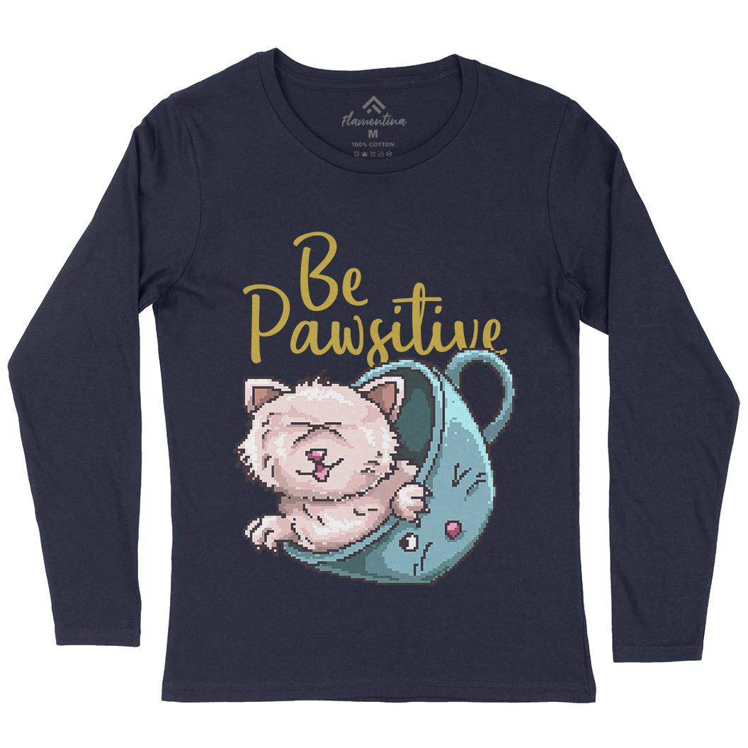 Be Pawsitive Womens Long Sleeve T-Shirt Animals B885