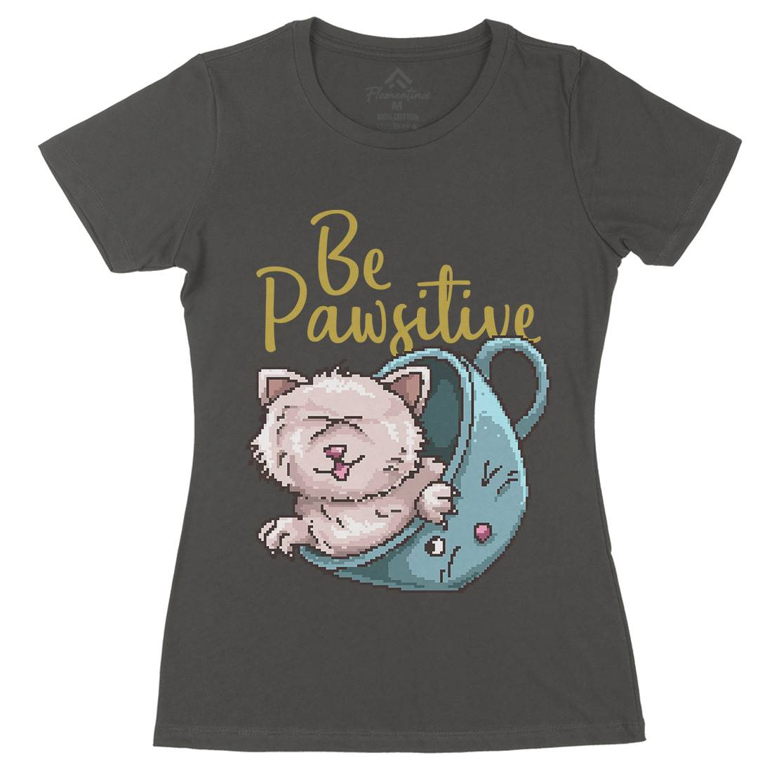 Be Pawsitive Womens Organic Crew Neck T-Shirt Animals B885