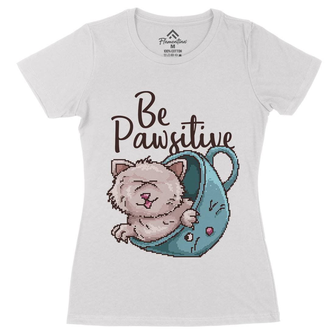 Be Pawsitive Womens Organic Crew Neck T-Shirt Animals B885