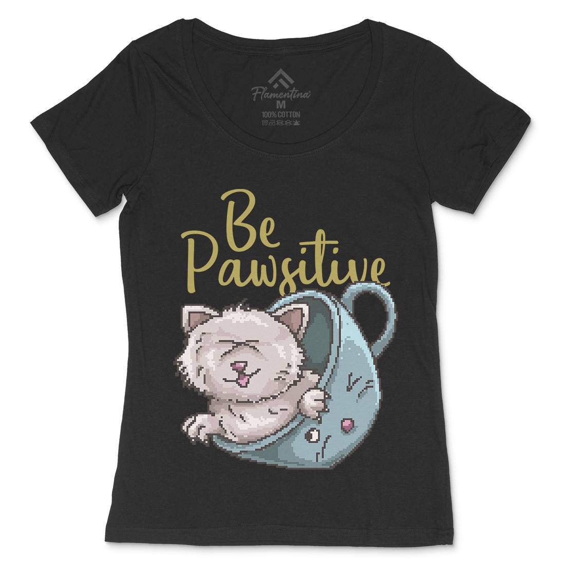 Be Pawsitive Womens Scoop Neck T-Shirt Animals B885