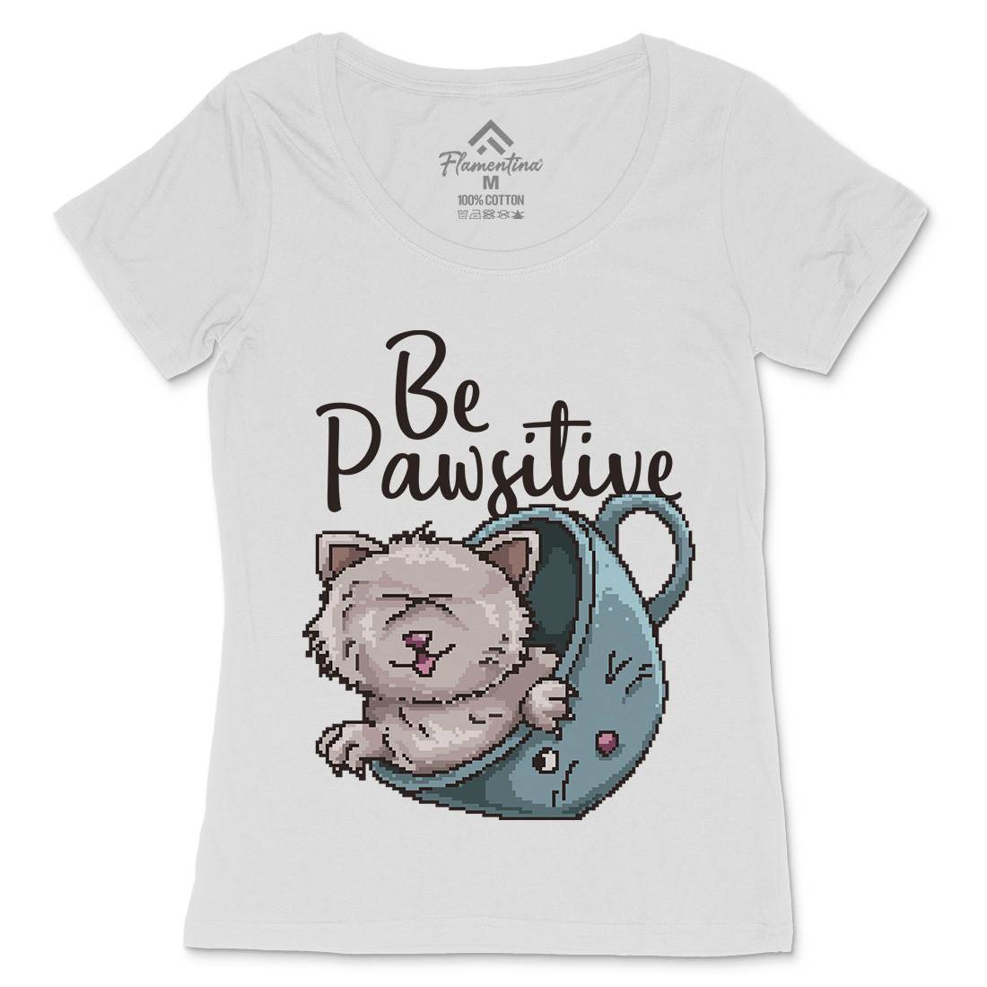 Be Pawsitive Womens Scoop Neck T-Shirt Animals B885