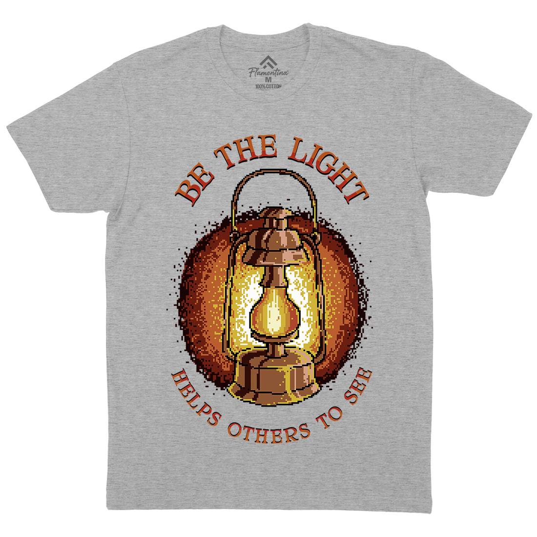 Be The Light Mens Organic Crew Neck T-Shirt Retro B886