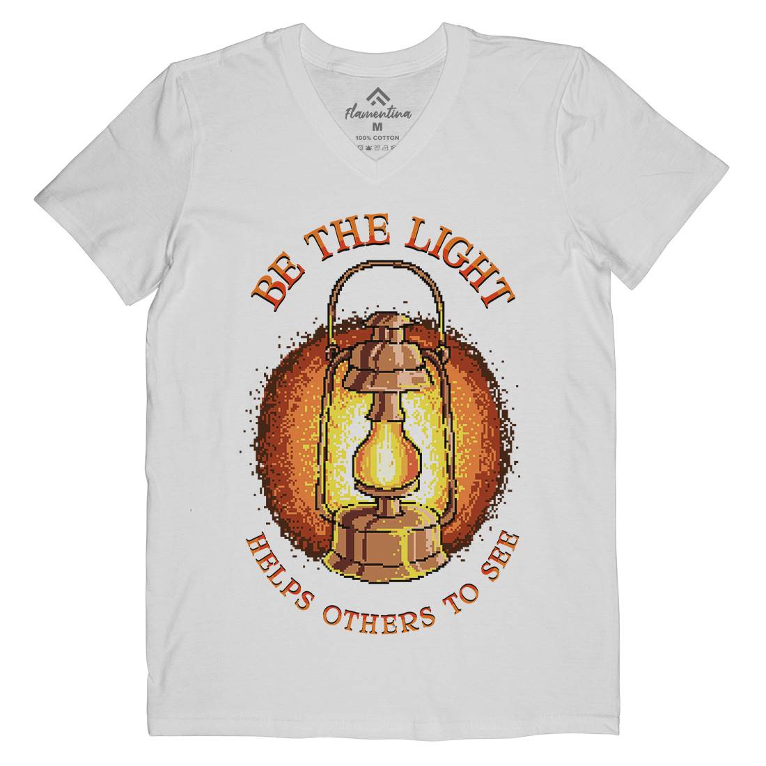 Be The Light Mens Organic V-Neck T-Shirt Retro B886