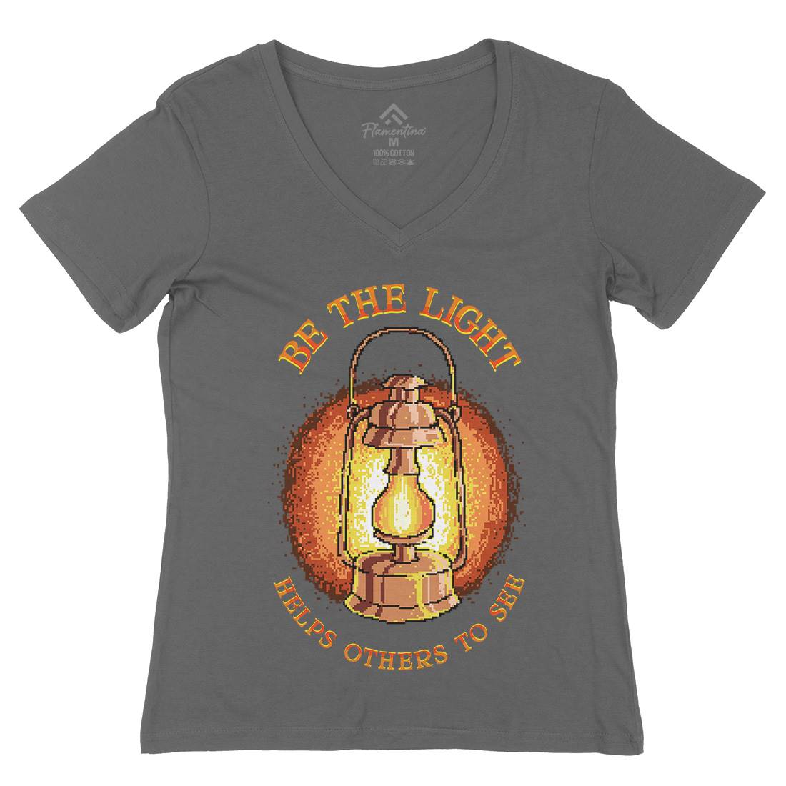 Be The Light Womens Organic V-Neck T-Shirt Retro B886