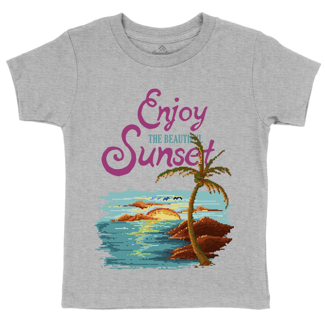 Beautiful Sunset Kids Organic Crew Neck T-Shirt Nature B887
