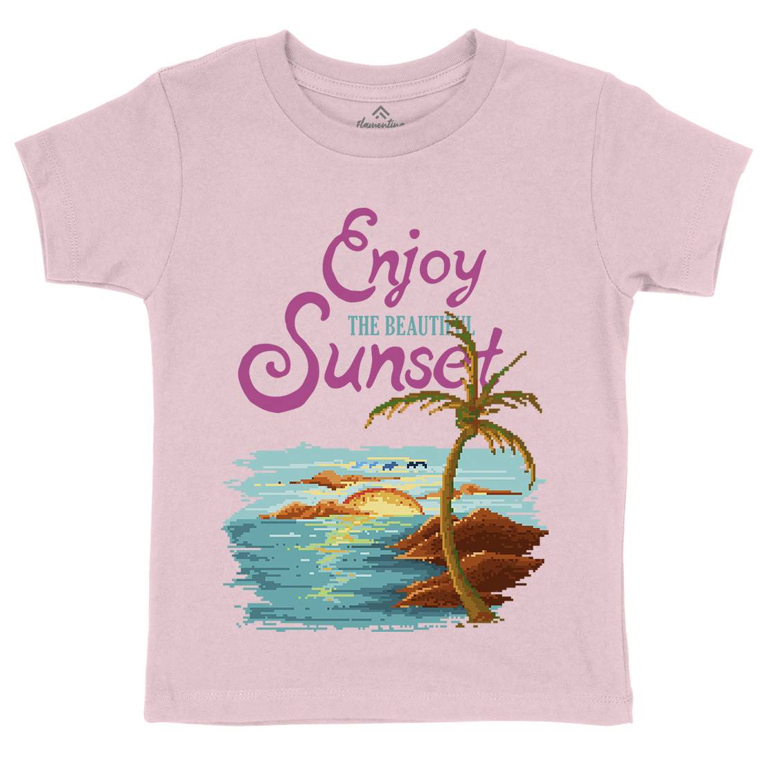 Beautiful Sunset Kids Crew Neck T-Shirt Nature B887