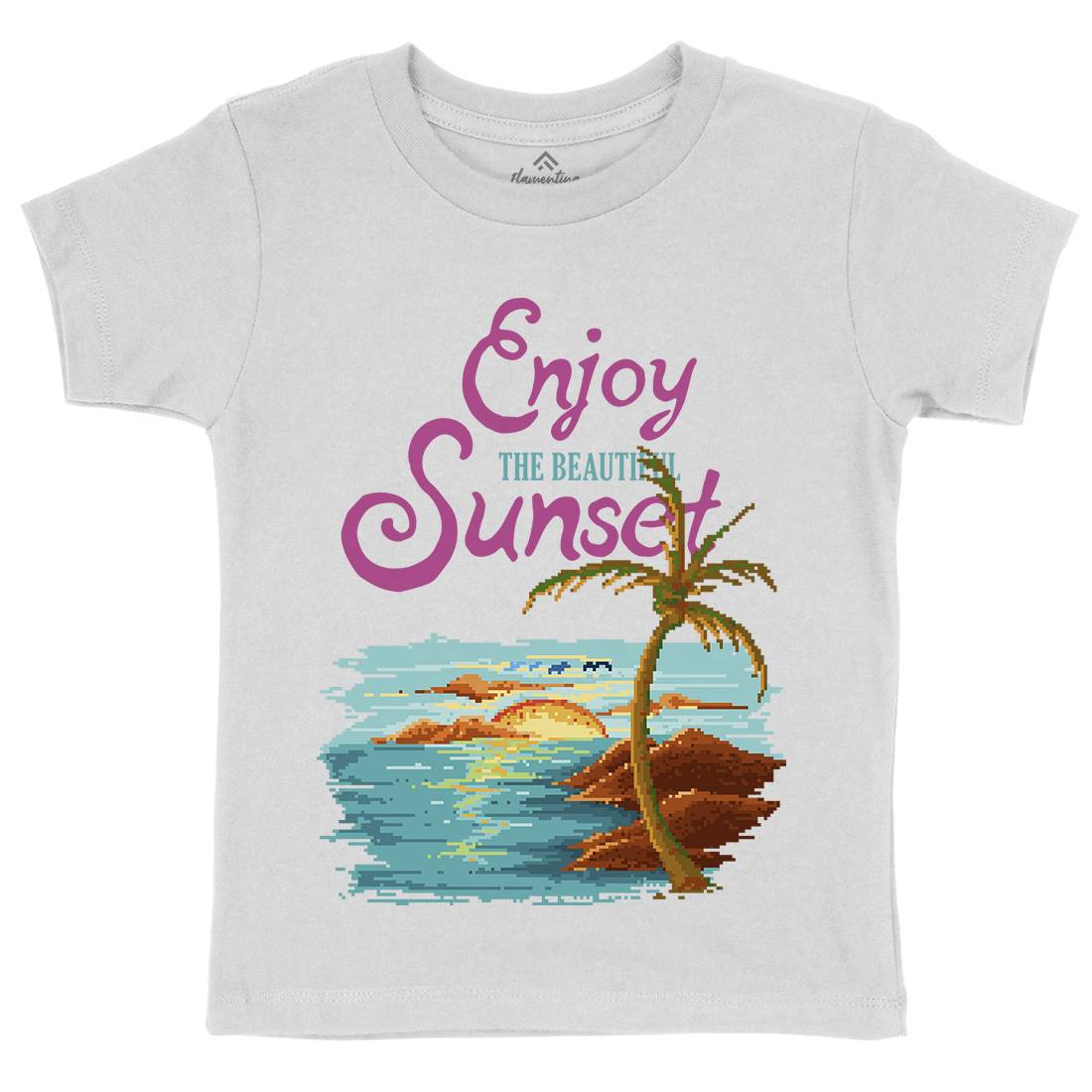 Beautiful Sunset Kids Crew Neck T-Shirt Nature B887
