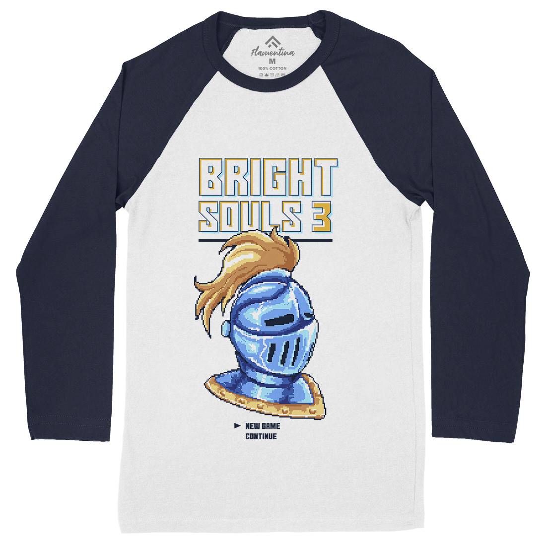 Bright Souls Knight Mens Long Sleeve Baseball T-Shirt Retro B888