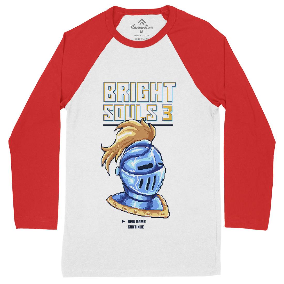 Bright Souls Knight Mens Long Sleeve Baseball T-Shirt Retro B888