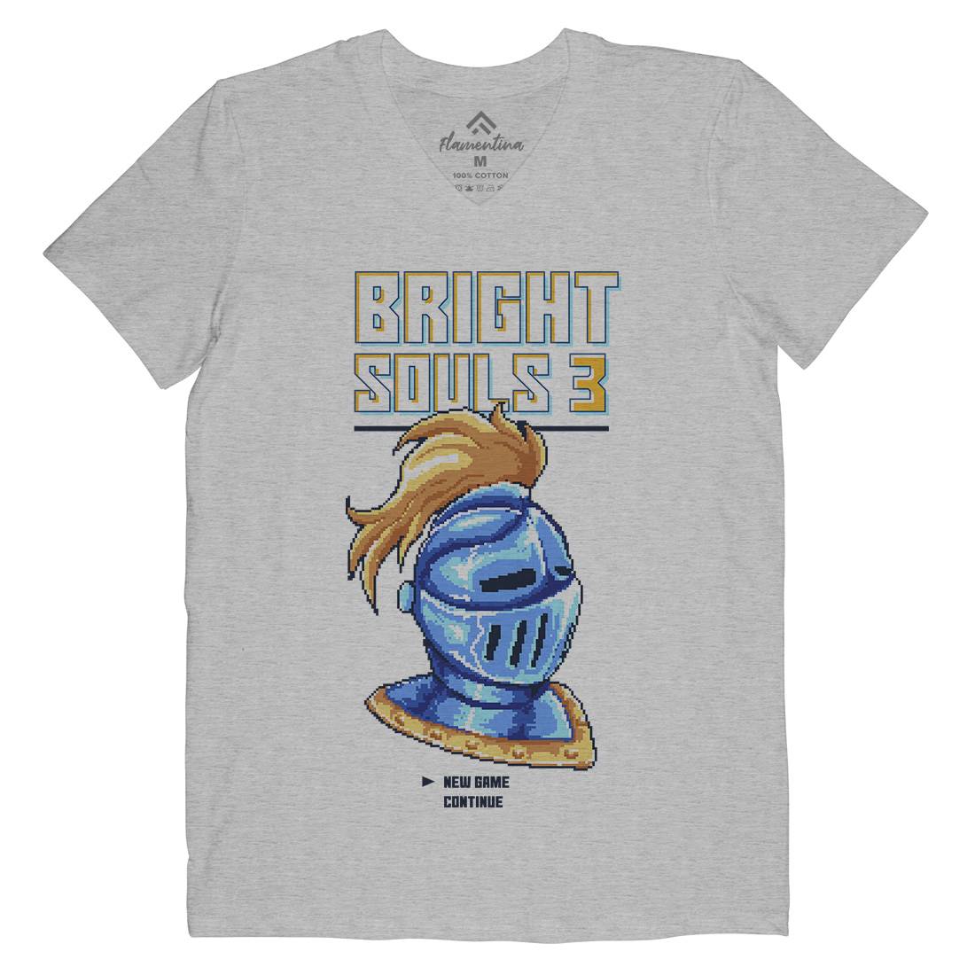 Bright Souls Knight Mens Organic V-Neck T-Shirt Retro B888