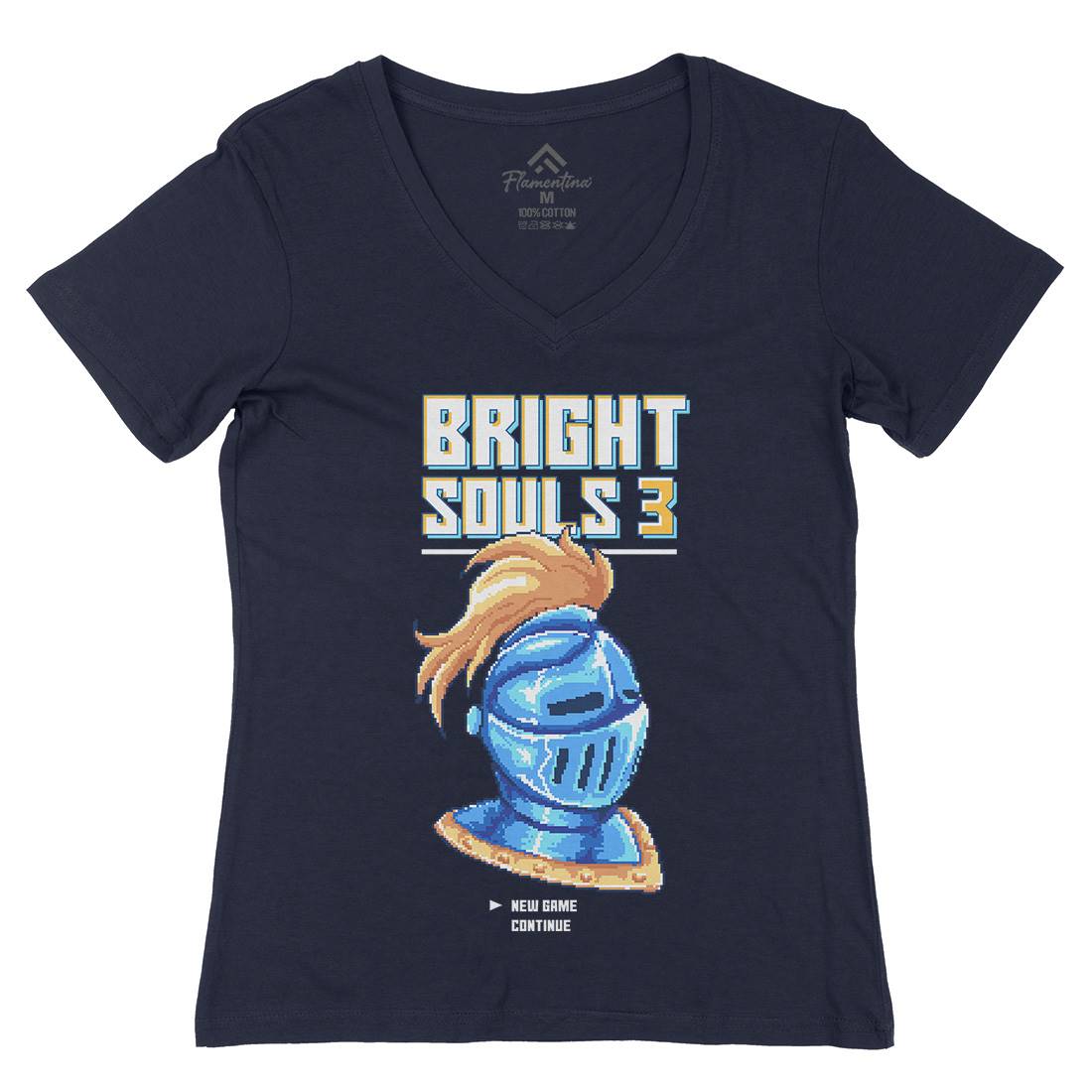 Bright Souls Knight Womens Organic V-Neck T-Shirt Retro B888