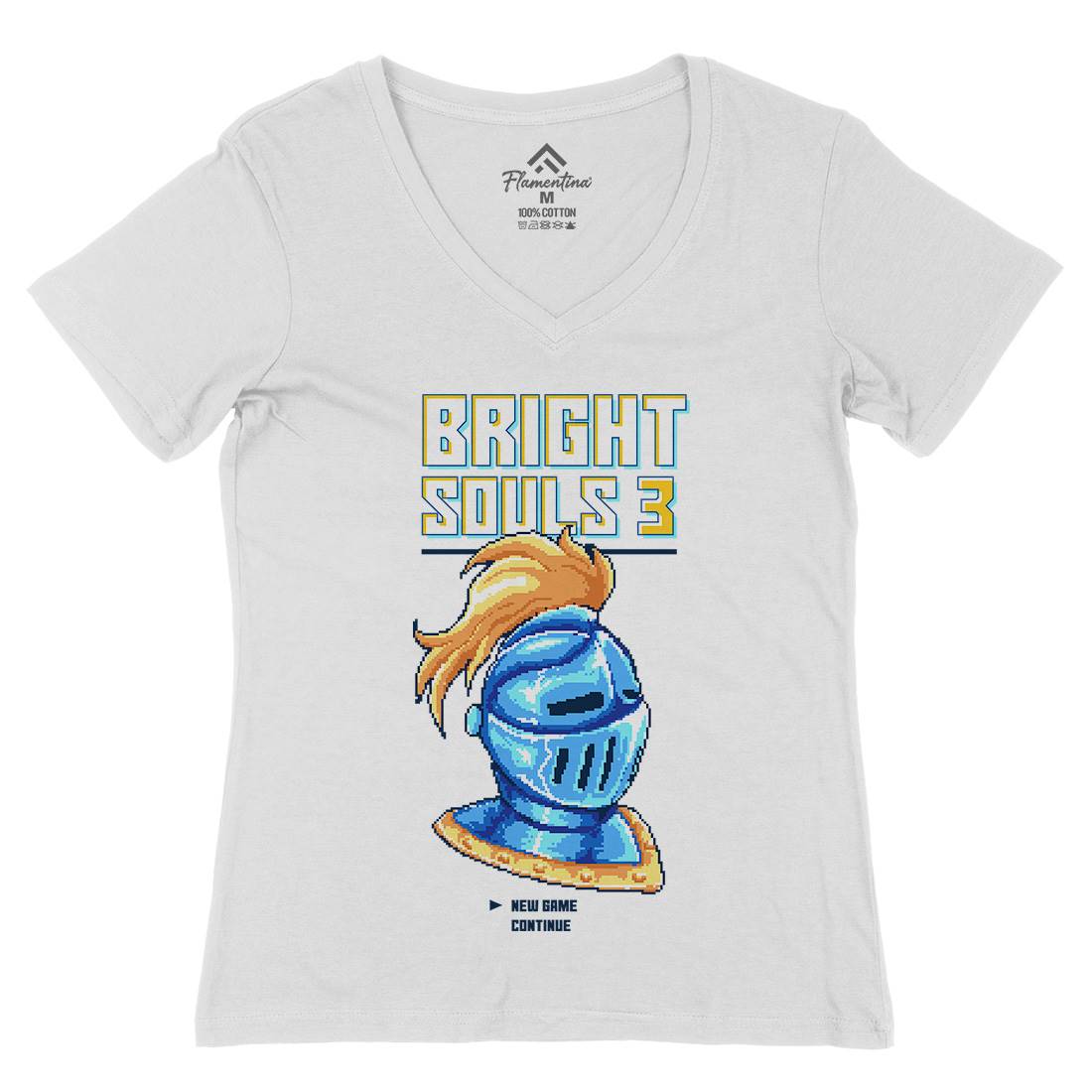 Bright Souls Knight Womens Organic V-Neck T-Shirt Retro B888