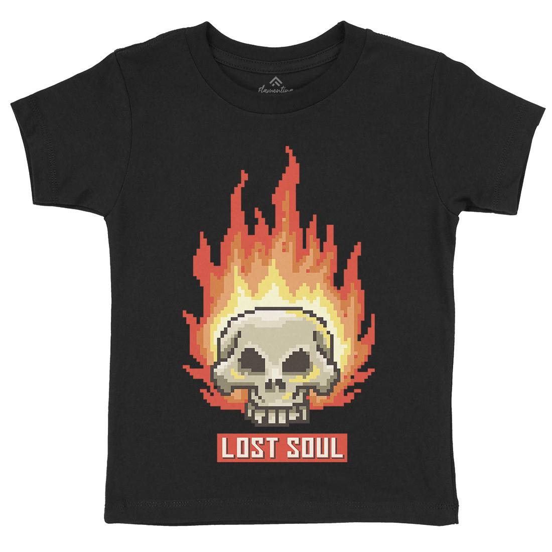 Burning Skull Lost Soul Kids Crew Neck T-Shirt Retro B889