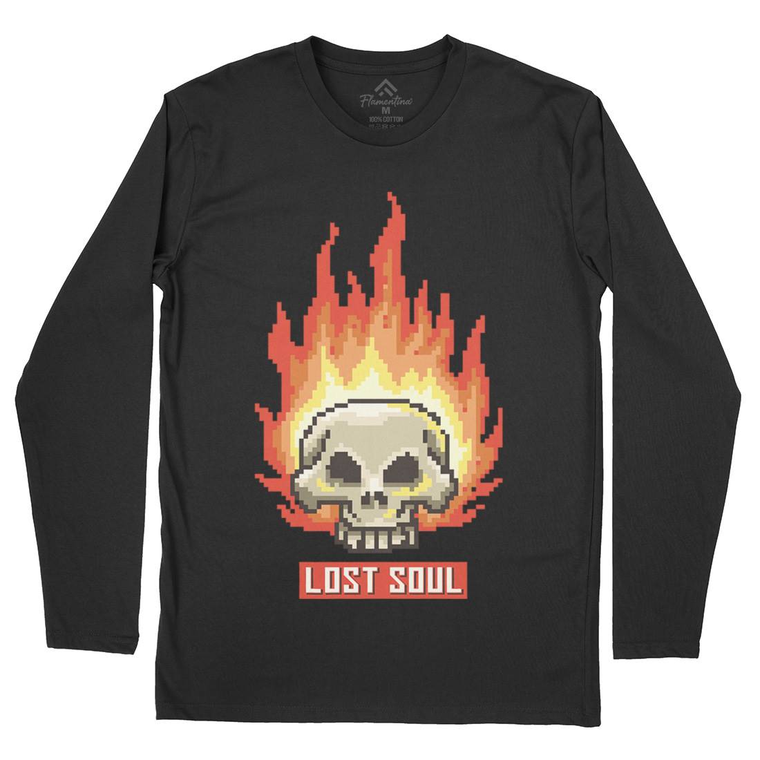 Burning Skull Lost Soul Mens Long Sleeve T-Shirt Retro B889