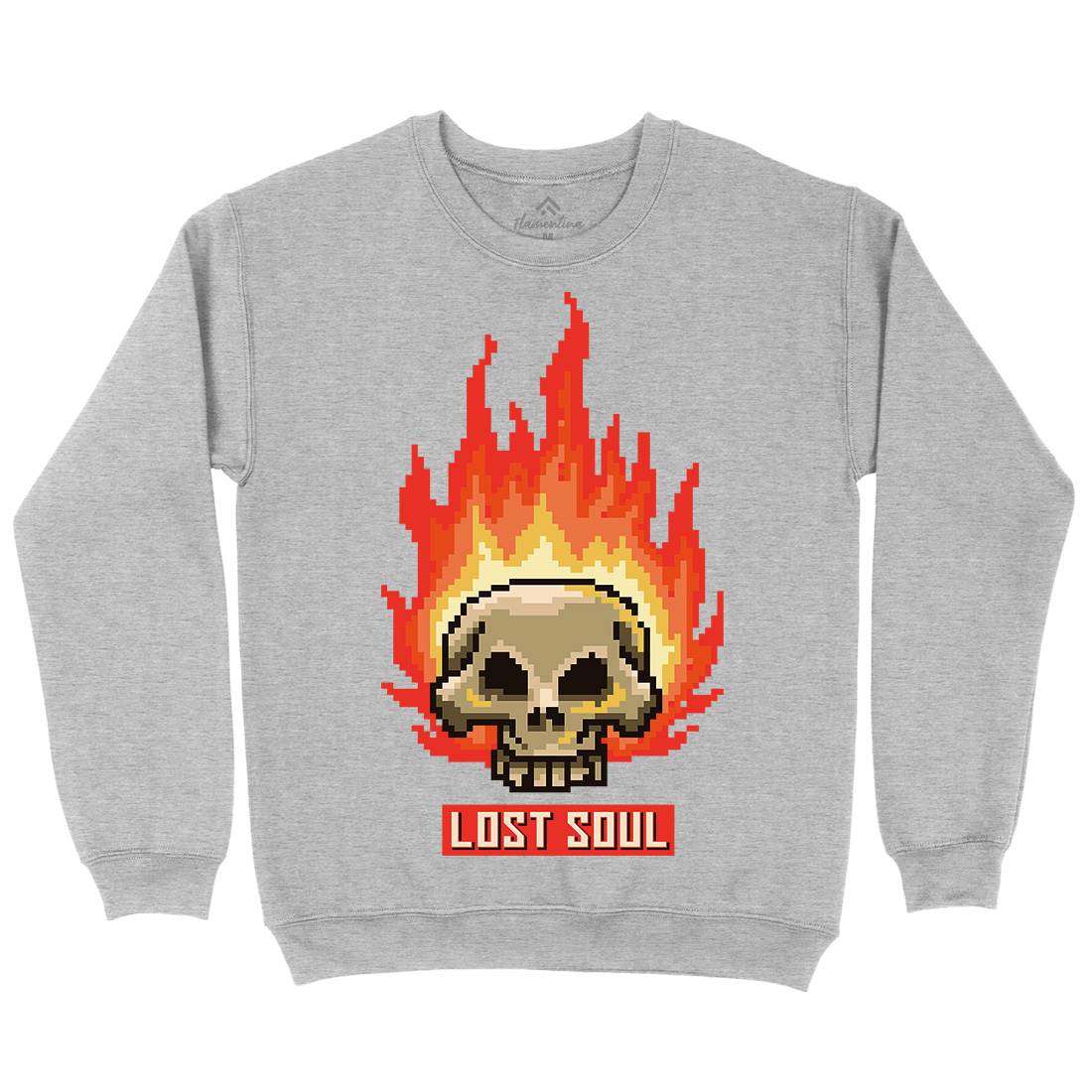 Burning Skull Lost Soul Mens Crew Neck Sweatshirt Retro B889