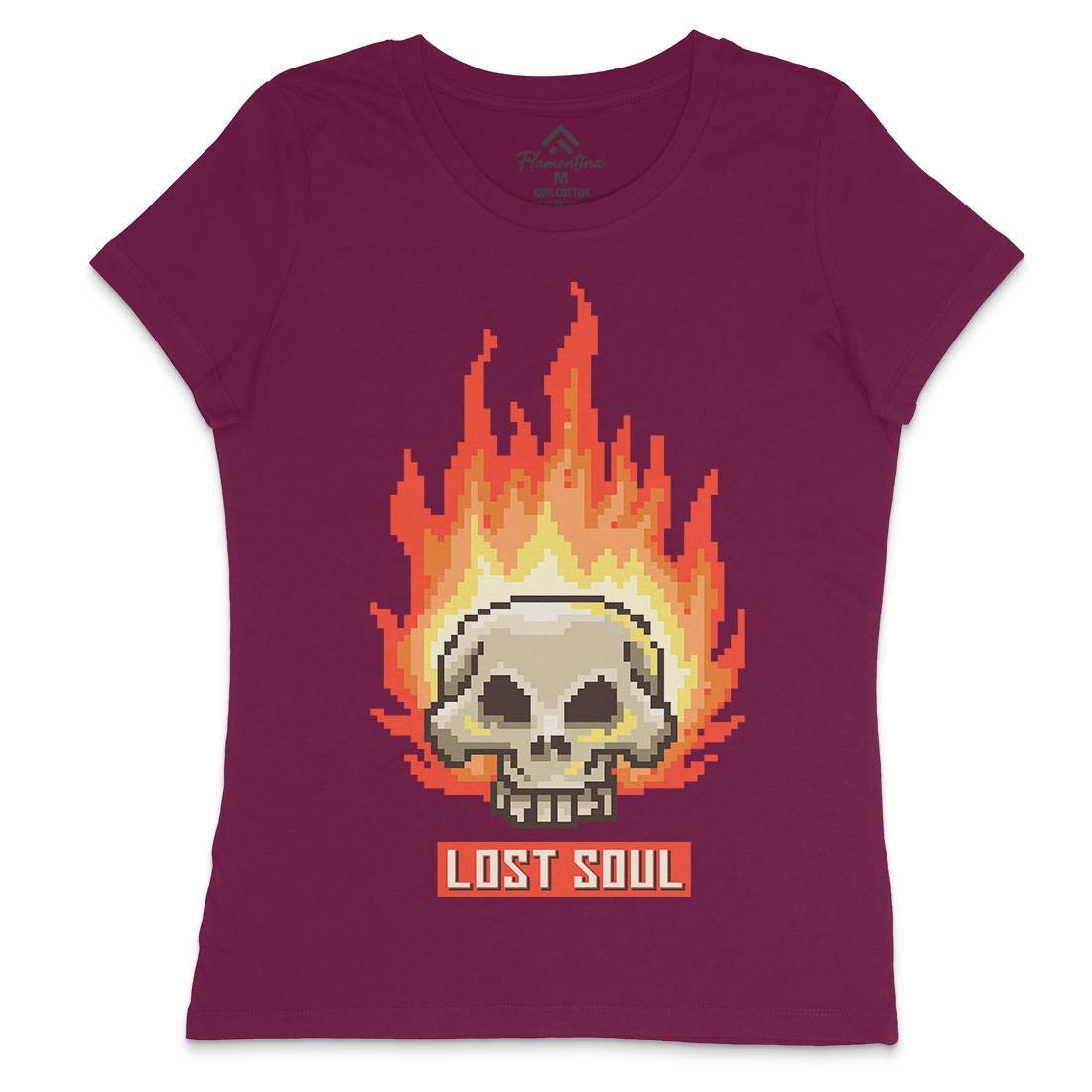 Burning Skull Lost Soul Womens Crew Neck T-Shirt Retro B889