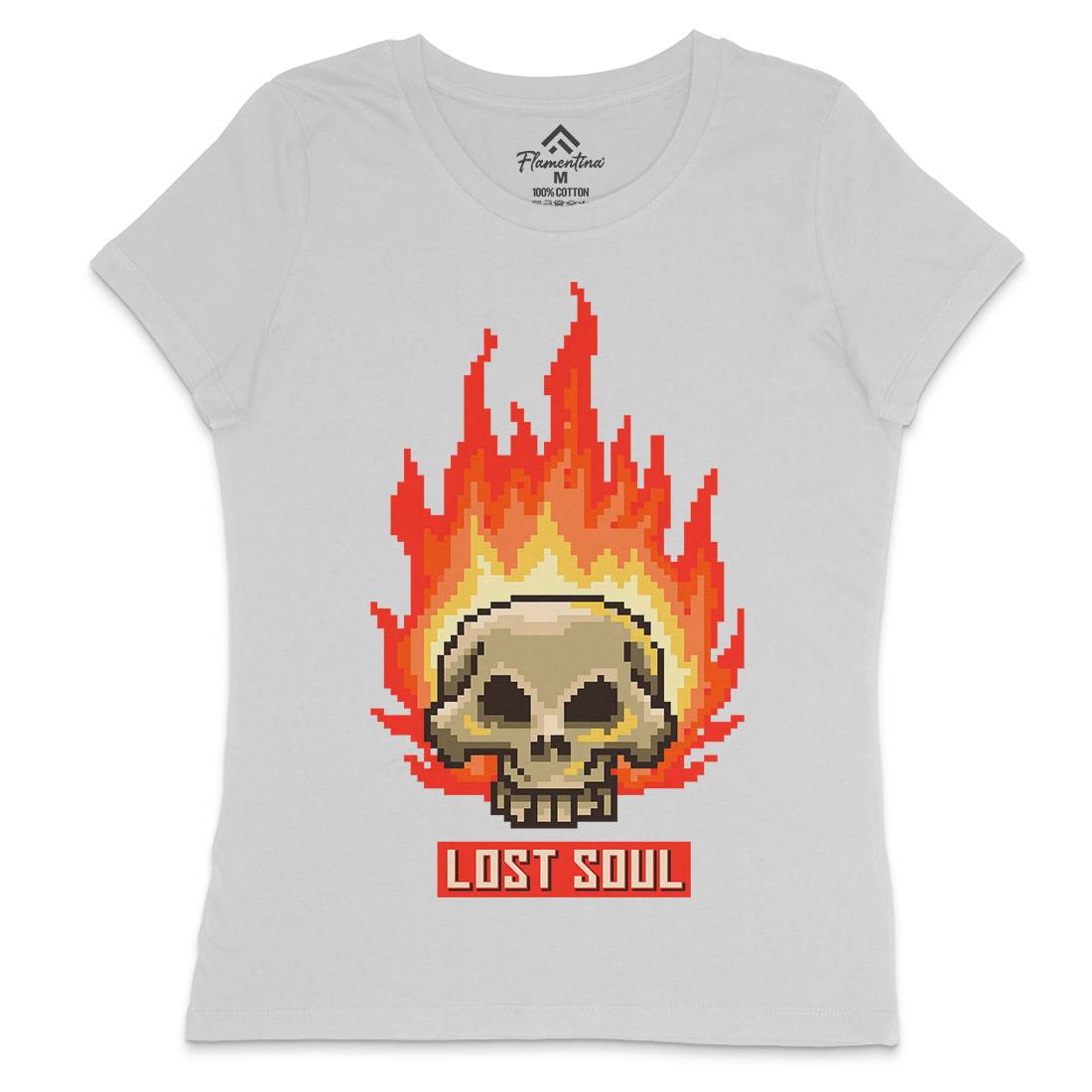 Burning Skull Lost Soul Womens Crew Neck T-Shirt Retro B889