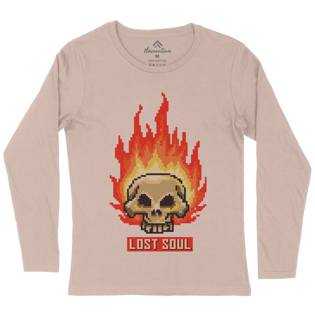 Burning Skull Lost Soul Womens Long Sleeve T-Shirt Retro B889