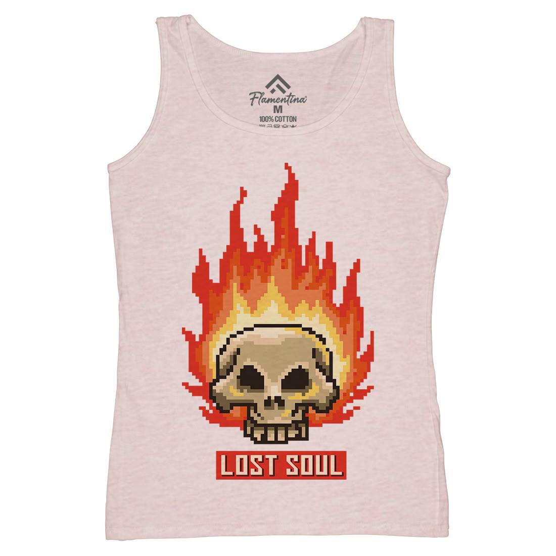 Burning Skull Lost Soul Womens Organic Tank Top Vest Retro B889