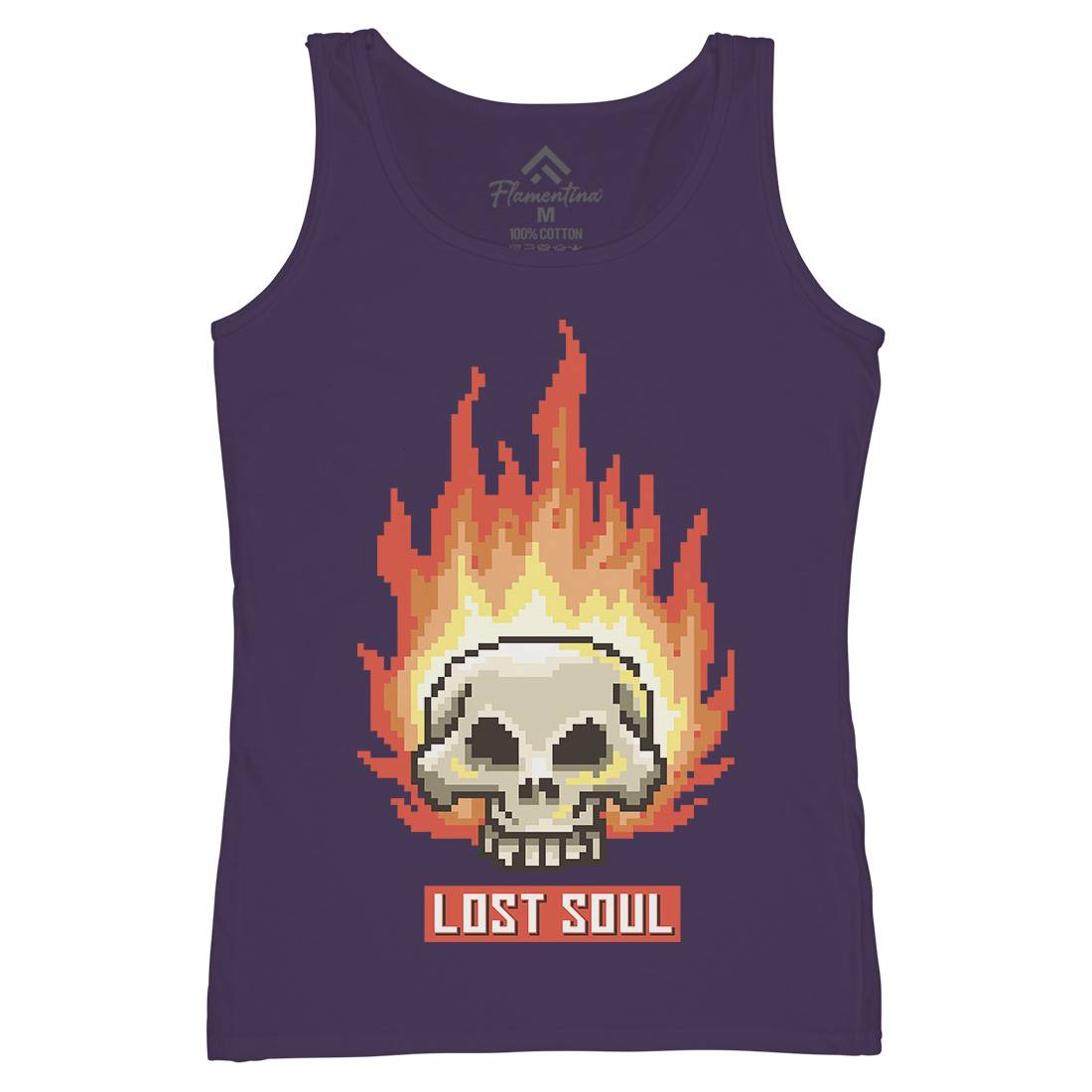 Burning Skull Lost Soul Womens Organic Tank Top Vest Retro B889