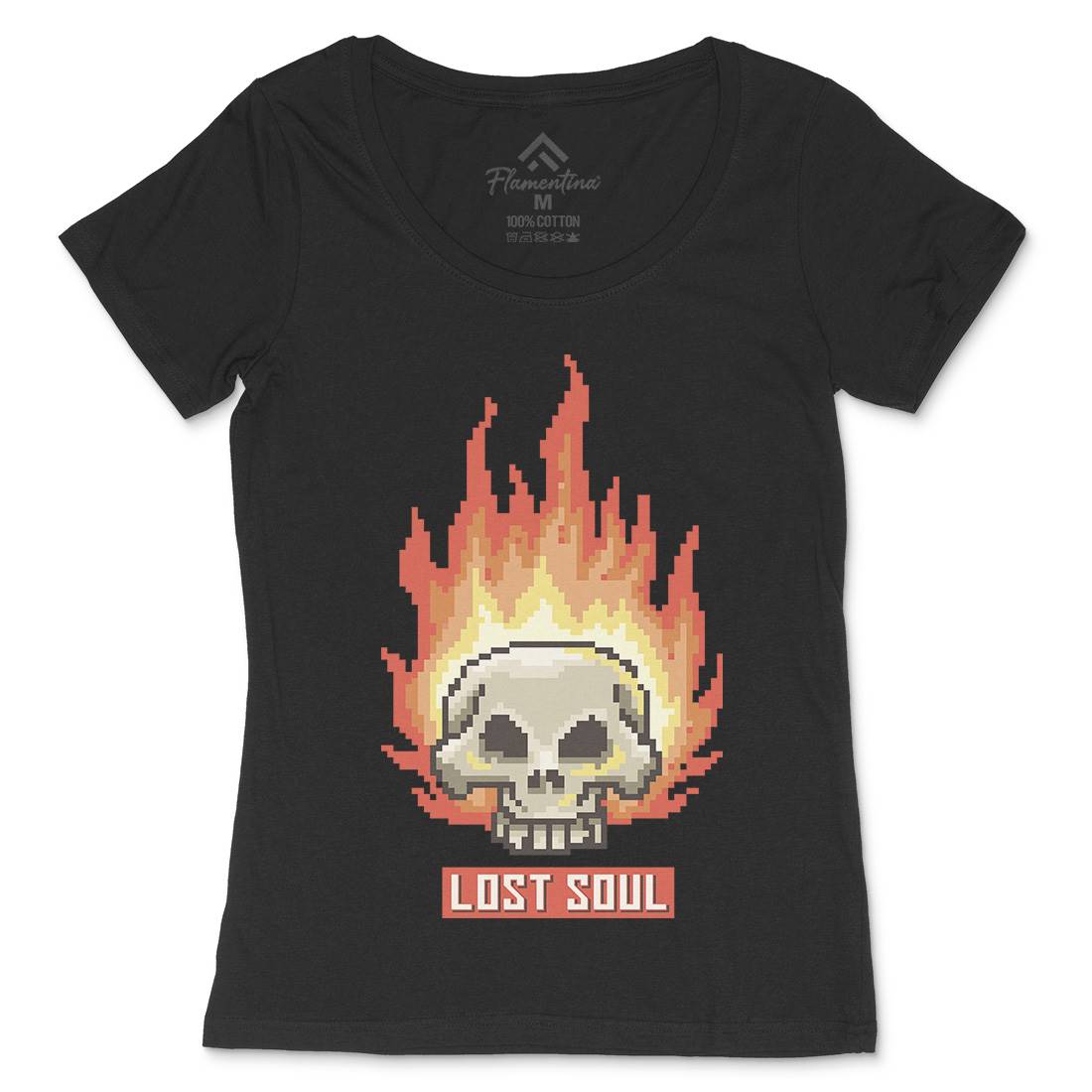 Burning Skull Lost Soul Womens Scoop Neck T-Shirt Retro B889