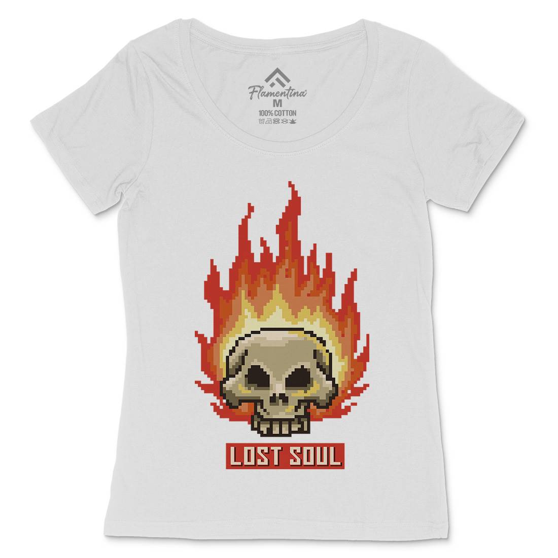 Burning Skull Lost Soul Womens Scoop Neck T-Shirt Retro B889