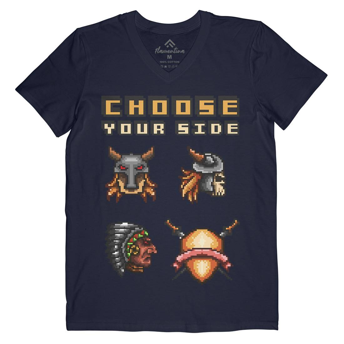 Choose Your Side Mens Organic V-Neck T-Shirt Geek B890