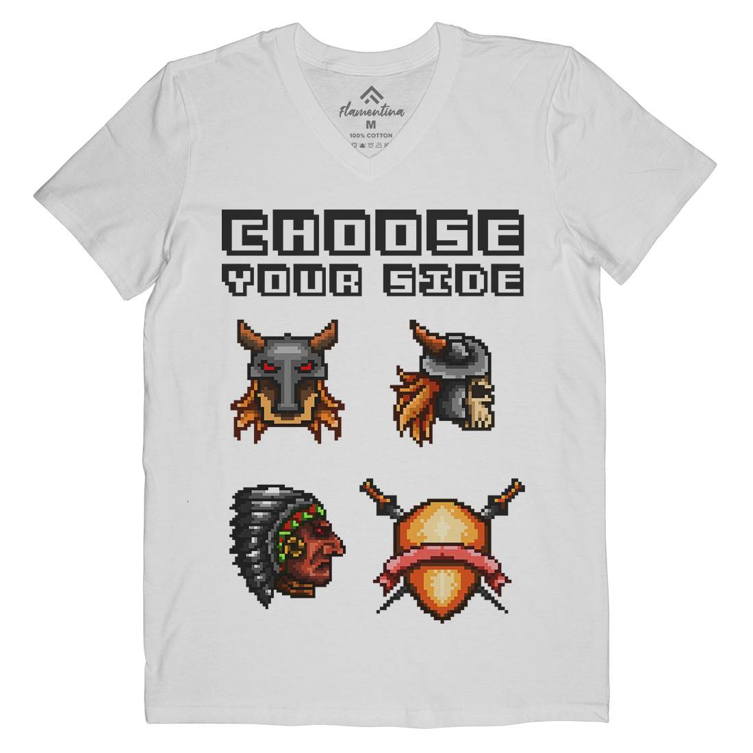 Choose Your Side Mens Organic V-Neck T-Shirt Geek B890