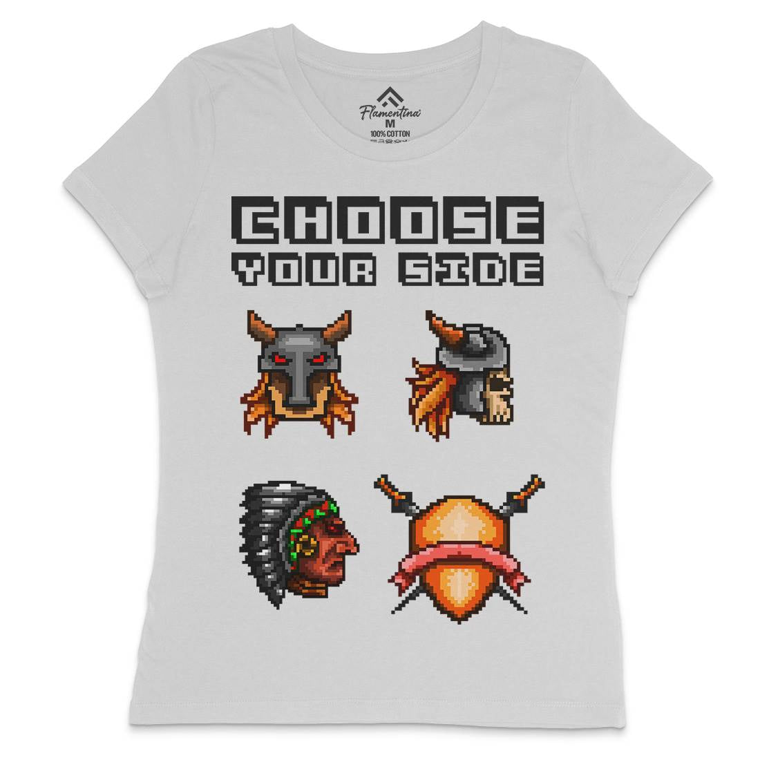 Choose Your Side Womens Crew Neck T-Shirt Geek B890