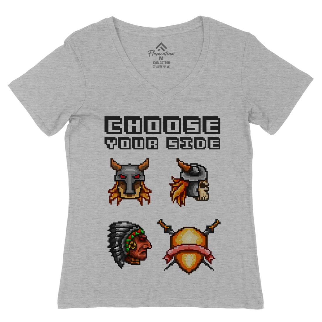 Choose Your Side Womens Organic V-Neck T-Shirt Geek B890